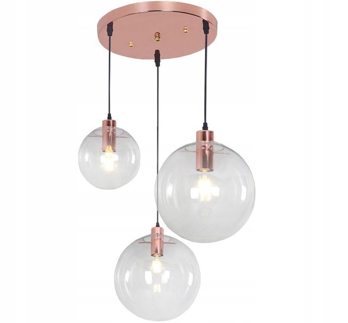 Lampa Sufitowa Wisząca Toolight App038-3Cp Lassi Set Różowo Złoty