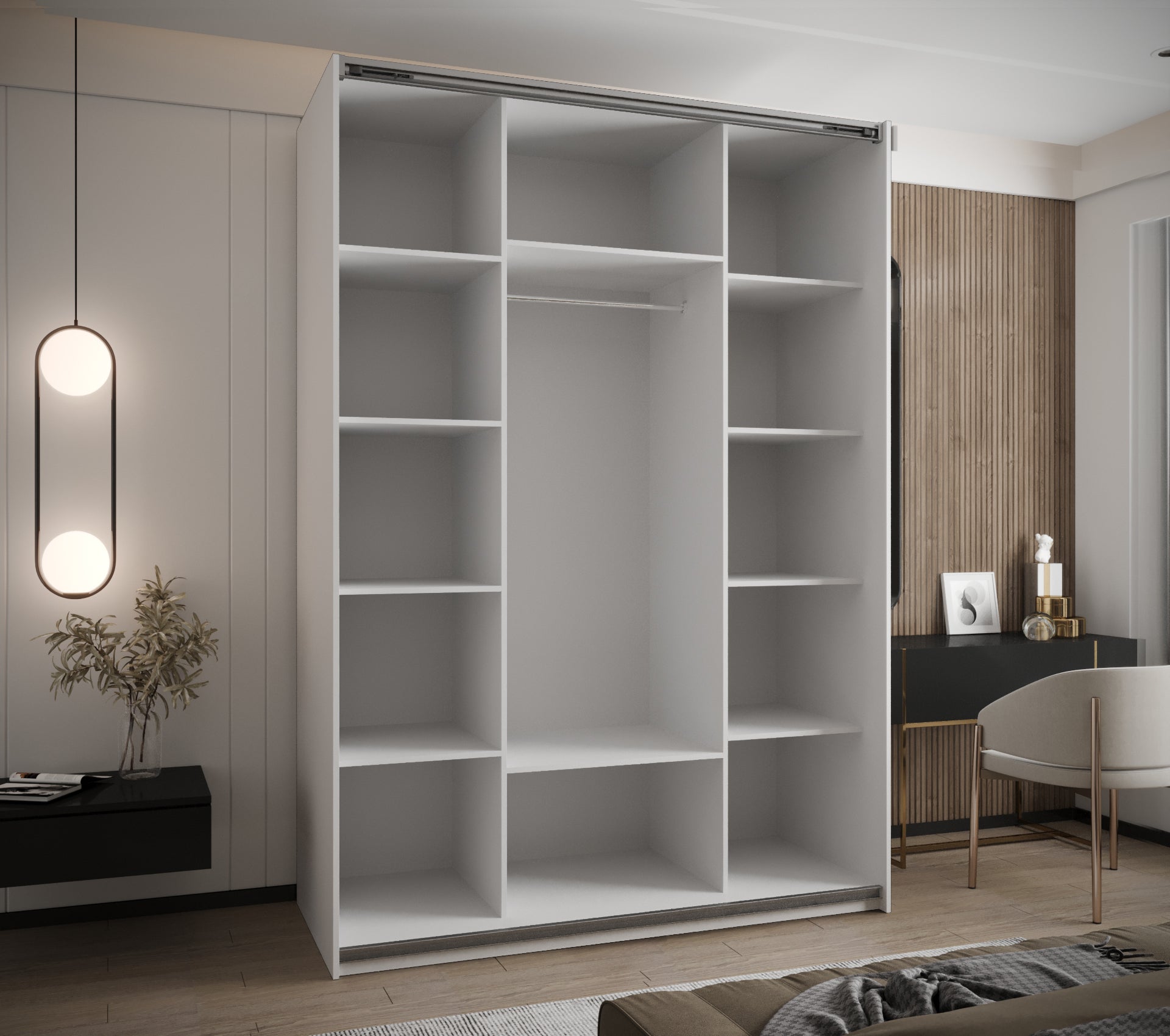 Szafa przesuwna wysoka Lux 2 170 x 64 x 245,5 cm biały + artisan + u. srebrny - Abiks Meble - 3