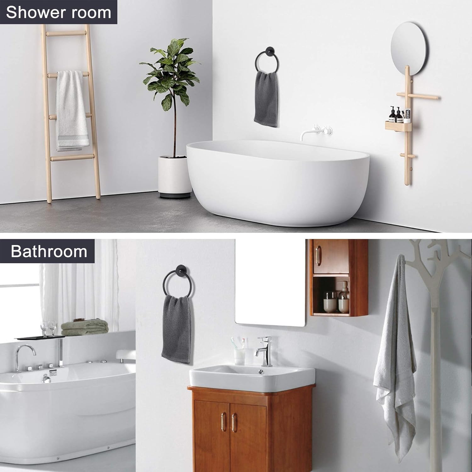 Porte-serviette de bain en acier inoxydable avec anneau de serviette