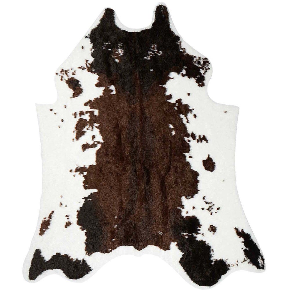 Tapis en peau de vache marron foncé et blanc Tapis en peau de vache