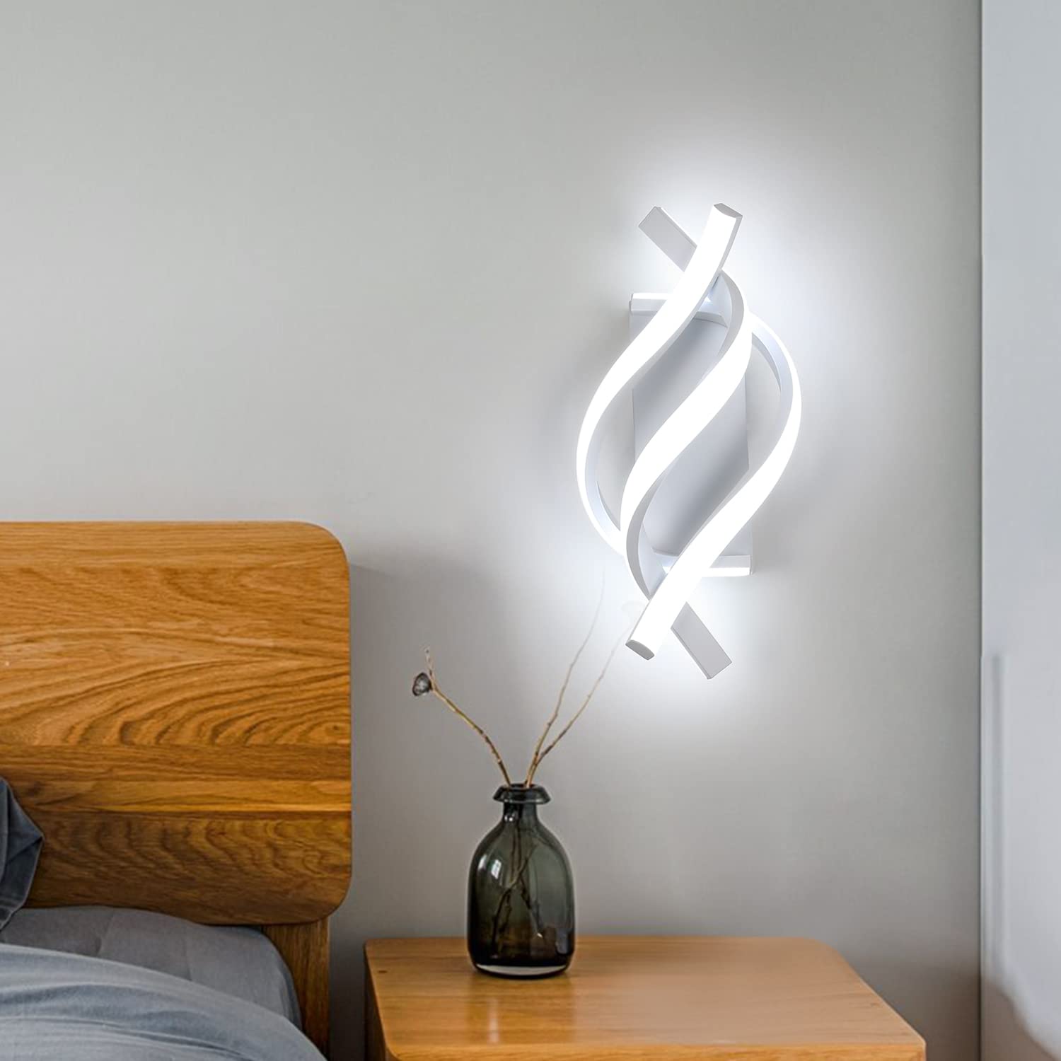 Applique da parete, lampada da parete moderna a LED a spirale, lampada da parete decorativa a LED in alluminio, luce bianca fredda 6000K - 4