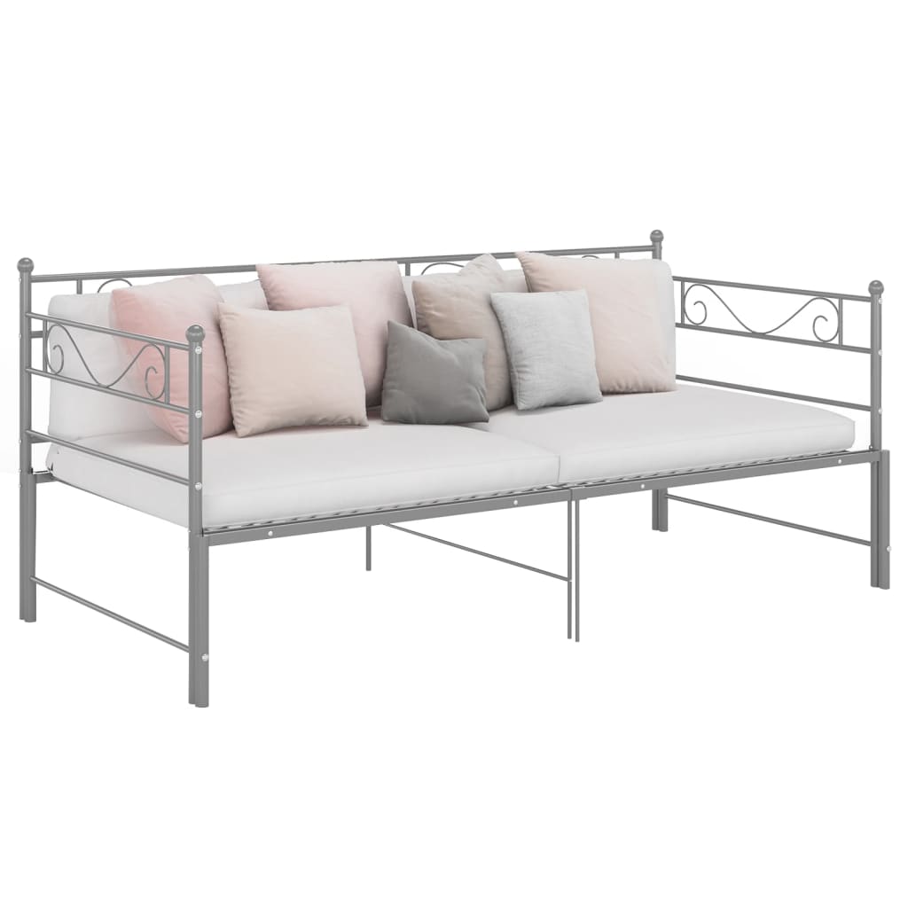Sofa z wysuwaną ramą łóżka, szara, metalowa, 90x200 cm vidaXL