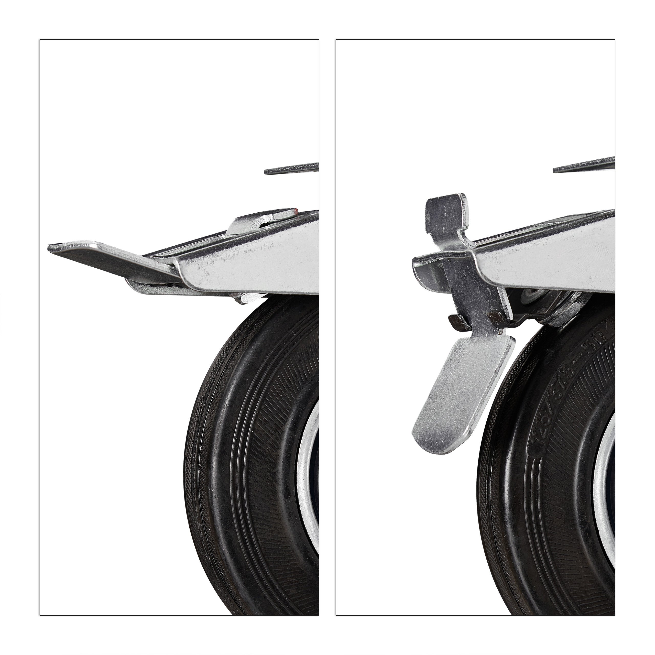 Roues charge lourde jeu de 4, pivotent à 360°, roulement à billes, 2 freins, capacité 320 kg, 125 mm, noires, Relaxdays - 6