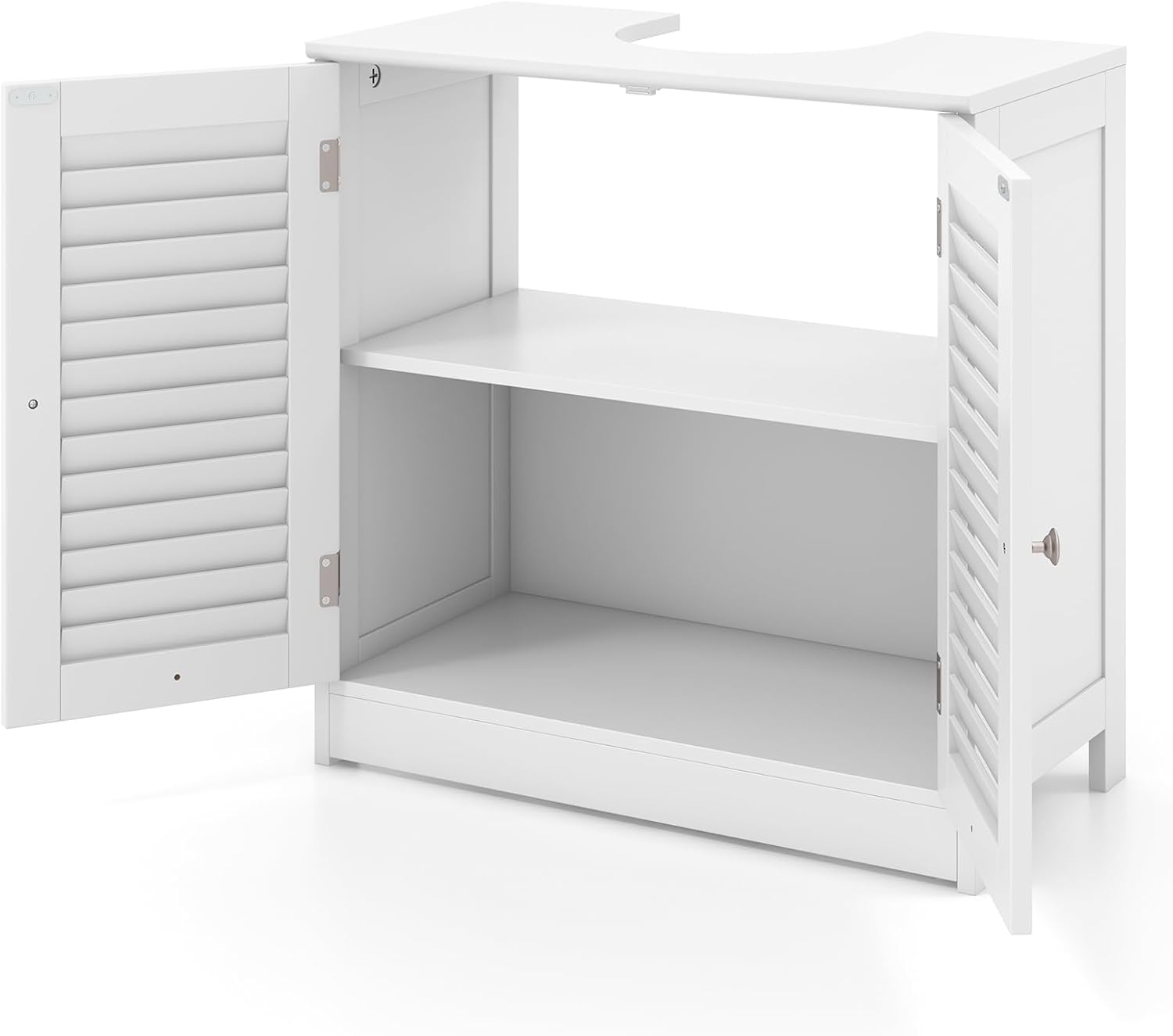 Armadio Bagno Litake 130 Cm - 4 Ante Con Vetro Smerigliato, Ripiani Regolabili, Colore Bianco