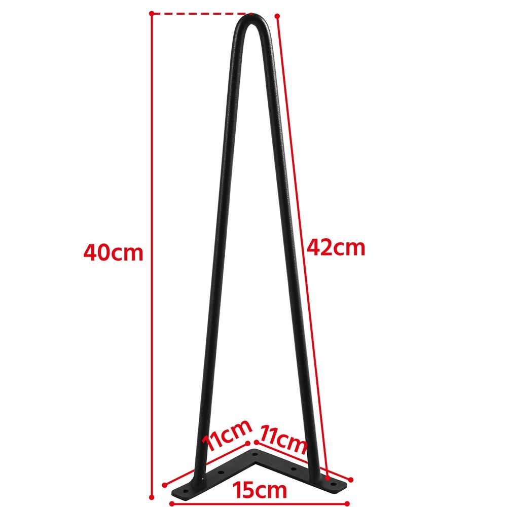 Lot de 4 Pieds Épingle en Métal Pieds de Table Basse Bricolage 20 Vis 4 Protège Pieds 40 cm de Haut Noir Yaheetech - 4