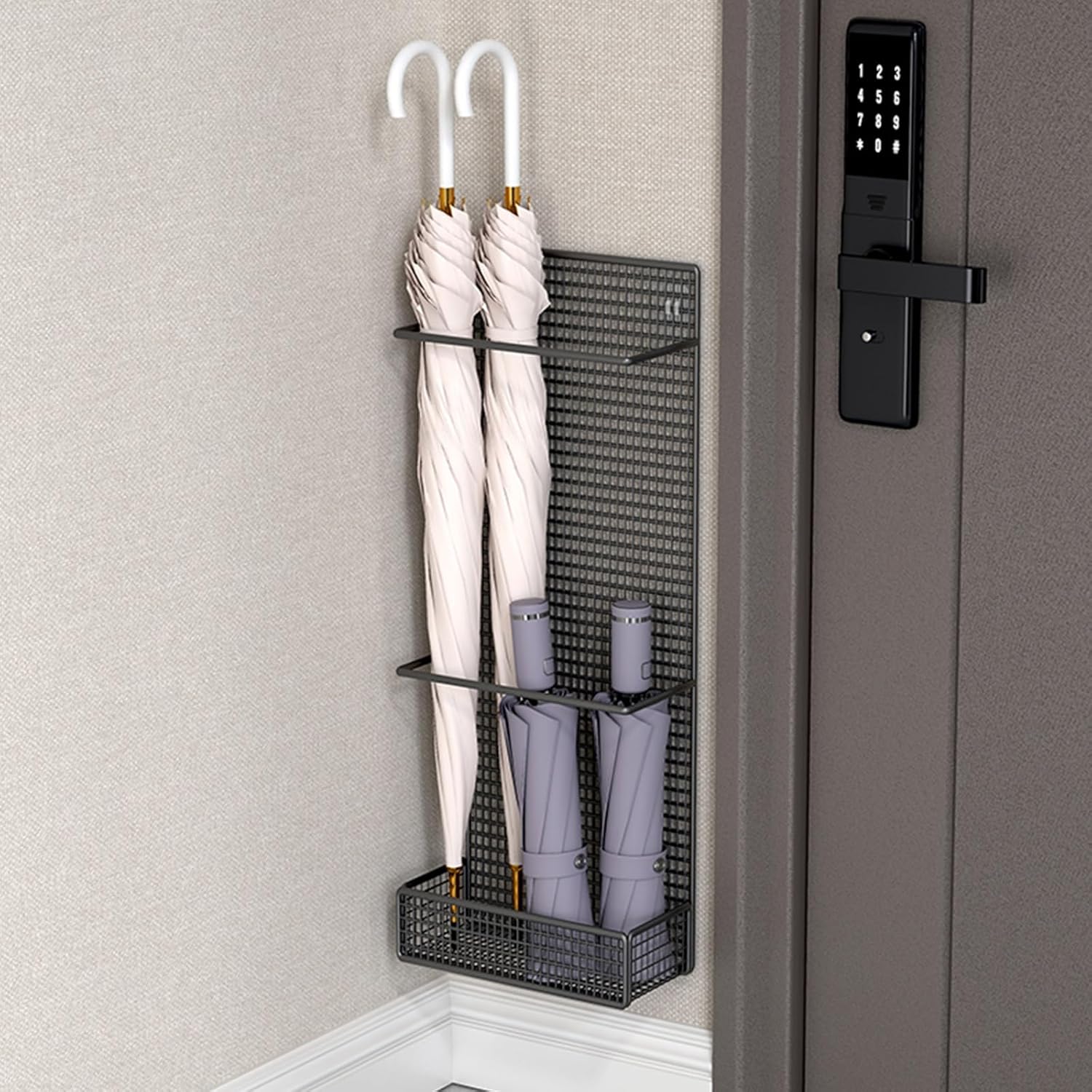 Porte-parapluie Métal Doré Intérieur - Format Carré Pour Entrée Ou Couloir