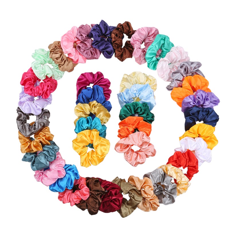 Lot de 40 chouchous en soie, élastiques en satin, pour cheveux de femmes et filles - 4