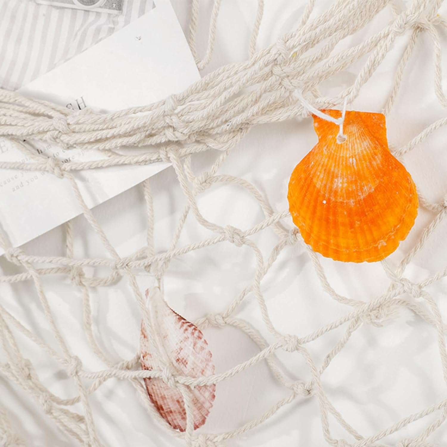 Rede de pesca decorativa para parede, estilo pirata, ideal para festas, casamentos, decoração de casa e fotografia. Dimensões: 1 x 2 m (branco-sujo). - 3