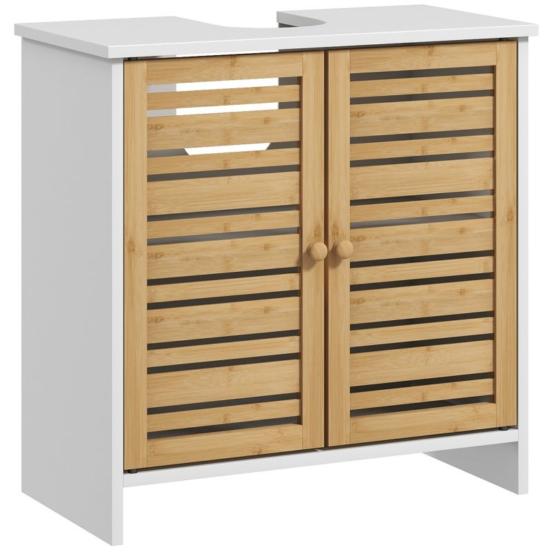 Meuble Sous Lavabo Salle De Bain – 2 Portes, 1 étagère – 60x30x63 Cm – Marron Rustique