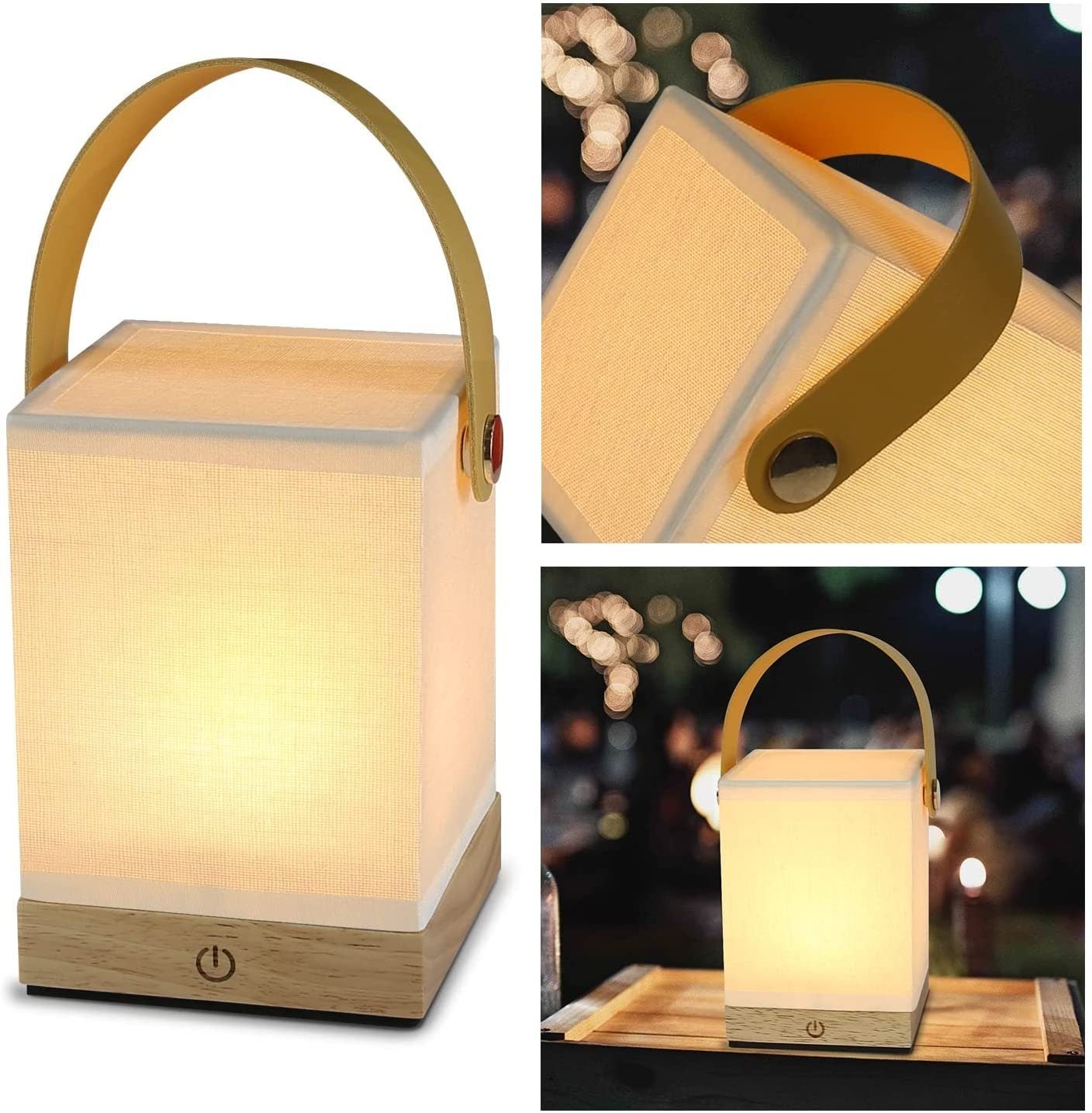ZMH Lampa stołowa LED, lampka nocna LED z funkcją dotyku, ściemnialna, bezprzewodowa, z zasilaniem USB i bateryjnym