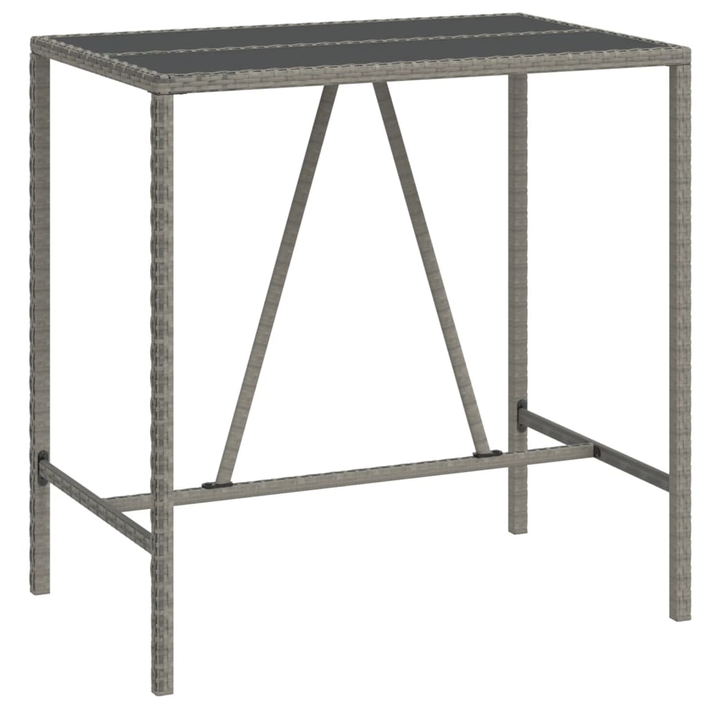 Mesa De Jardín De Ratán PE Con Vidrio - 150x90x75 Cm, Negro - Resistente A La Intemperie, Ideal Para Exteriores