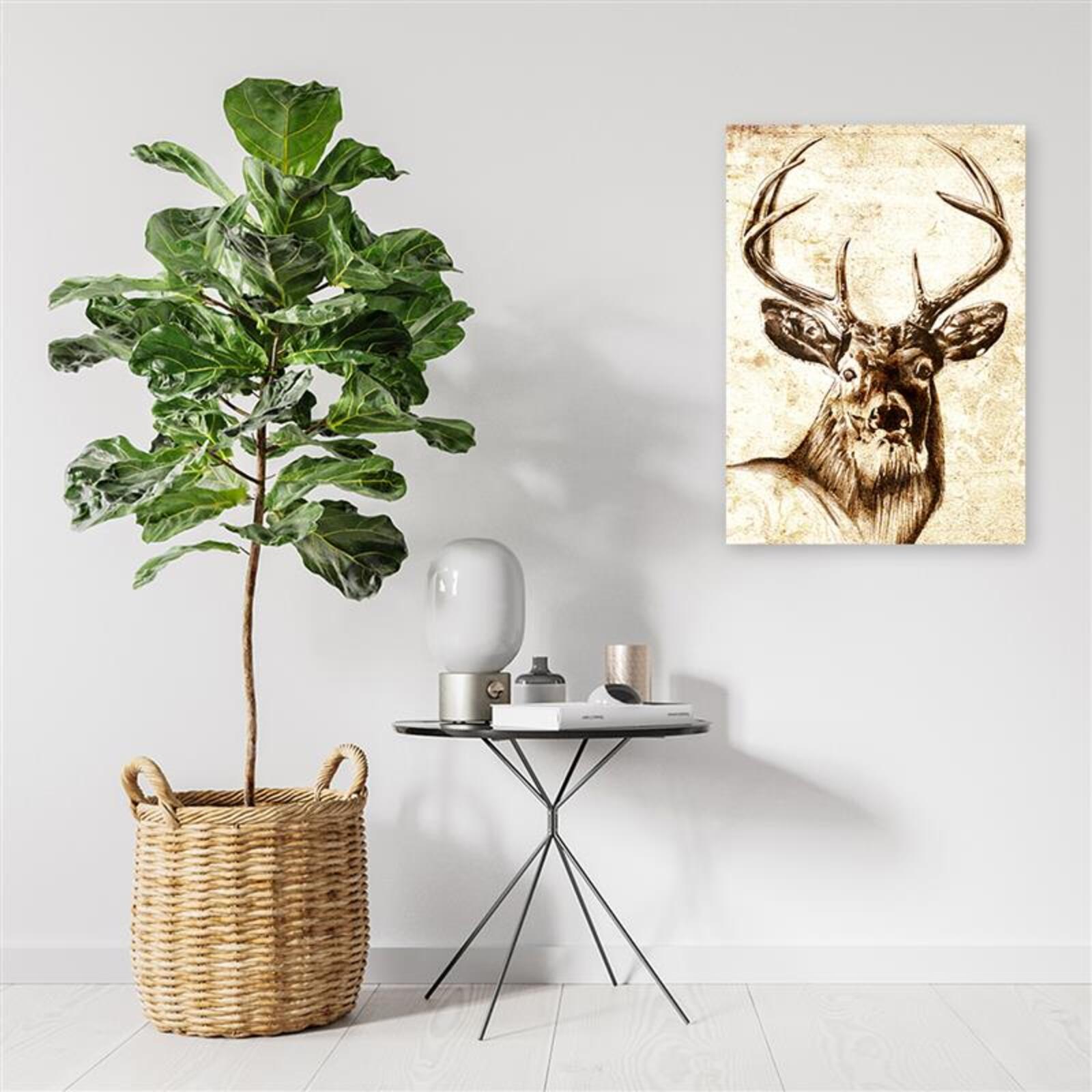 Tableau thème vintage de cerf - 70 x 100 cm - 3
