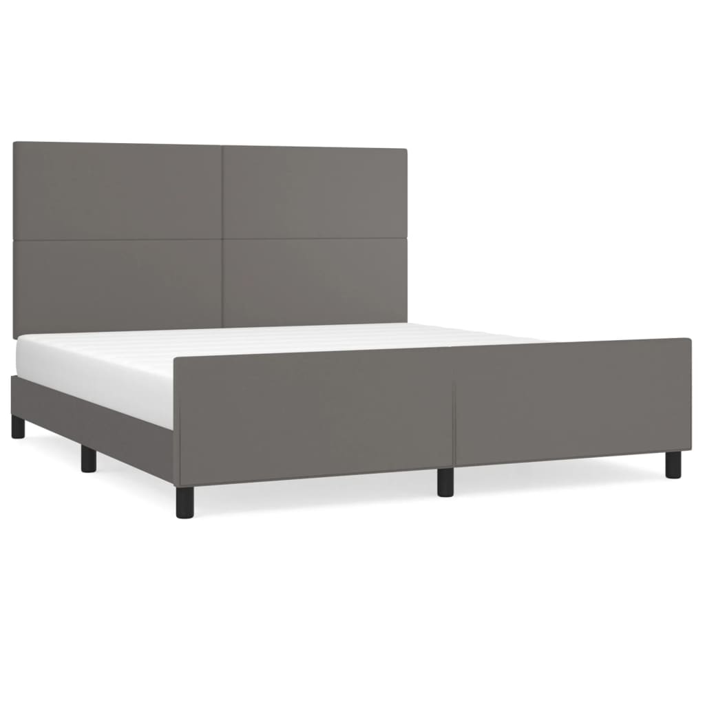 Cadre de lit sans matelas, gris, 160 x 200 cm, similicuir - 2