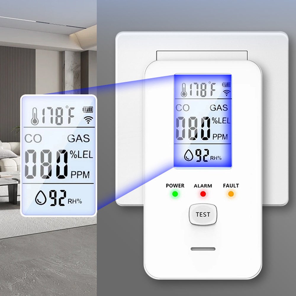 Bextcok Detector de gas 4 en 1, sensor de CO y metano con detección de temperatura y humedad, alarma potente para casa, autocaravana o camping. - 3