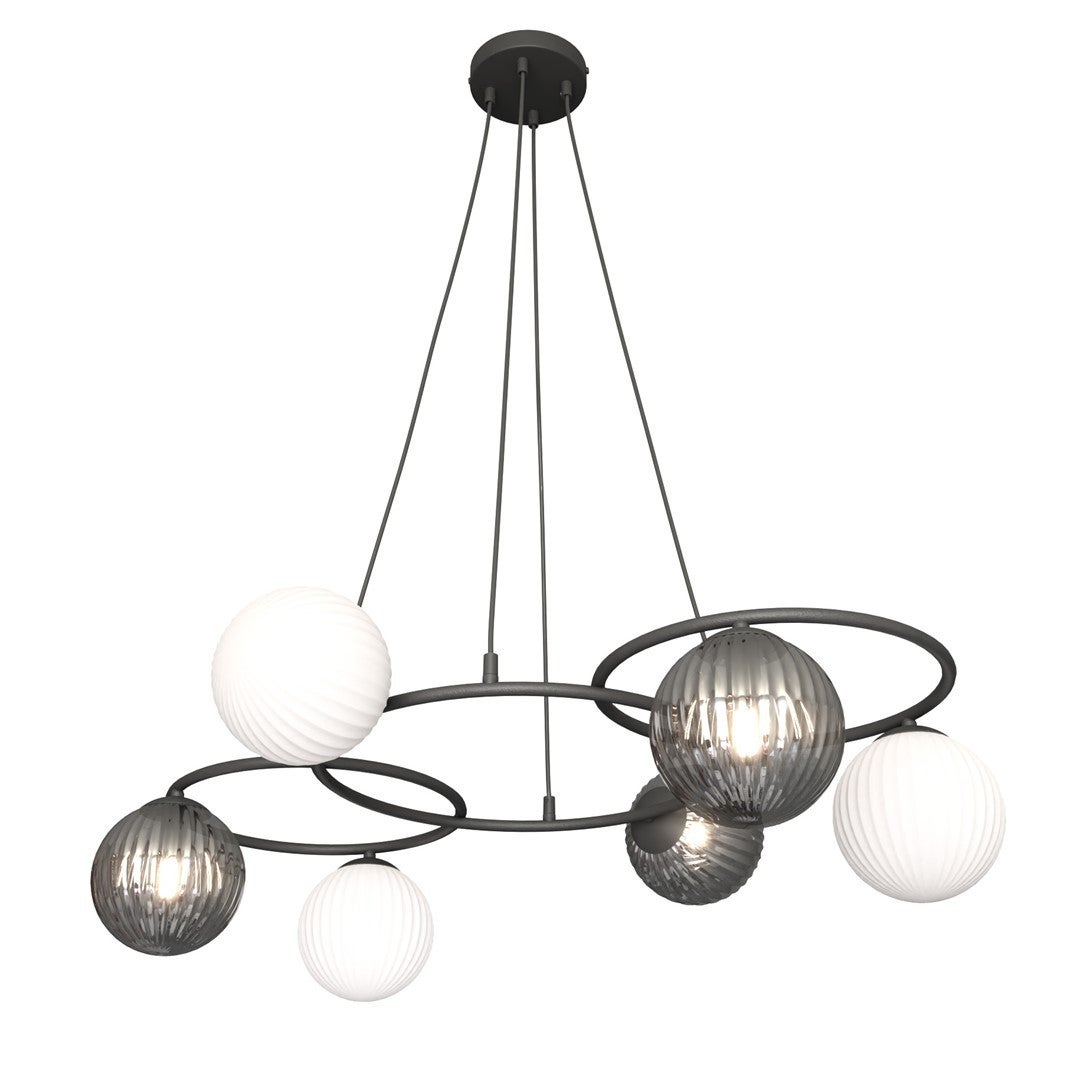 Lampa wisząca LIBRA grafitowo-biała 6xE14x15W szkło wym:140x88x70cm IP20 Emibig