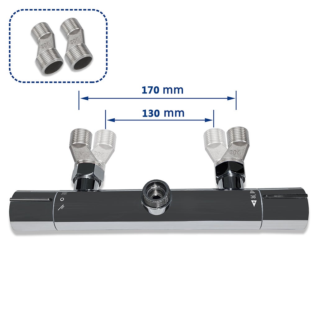 AICA Colonna doccia con miscelatore termostatico, rubinetto doccia cilindro 28x4cm, soffione doccia rotondo 25x25cm in acciaio inox cromato - 4