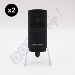 Lot de 2 Télécommande Hörmann HSE 4 BS Noir Mat - 4 Canaux, 868.30 MHz, BiSecur, Réf. 4511736 + 1 porte-clés Domobip