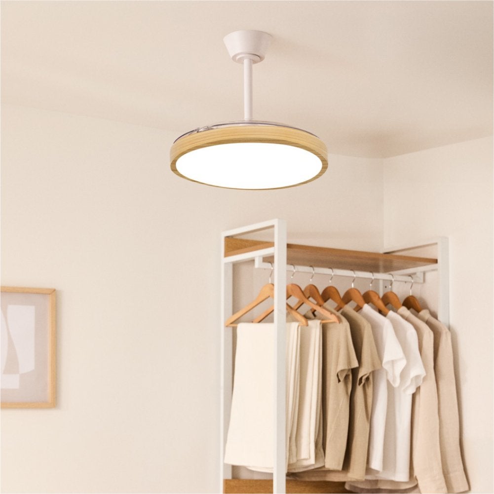 WIND CLEAR STUDIO - Wentylator sufitowy 40W cichy z chowanymi łopatkami i oświetleniem LED, różne rozmiary