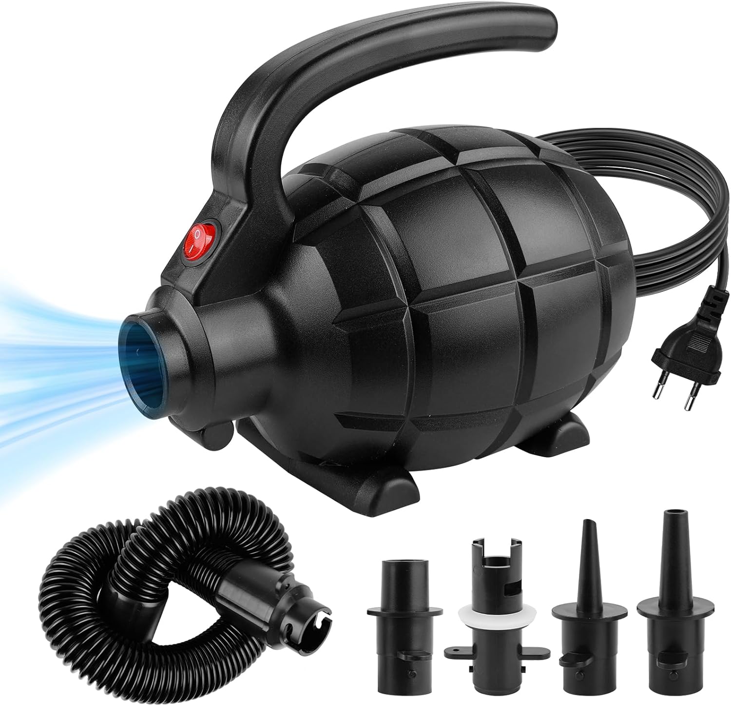 Pompe à Air Électrique 600W - Gonfleur Rapide 110-240V Avec 4 Buses, Gonflage/Dégonflage Matelas, Piscine, Canapé Gonflable, Bateau