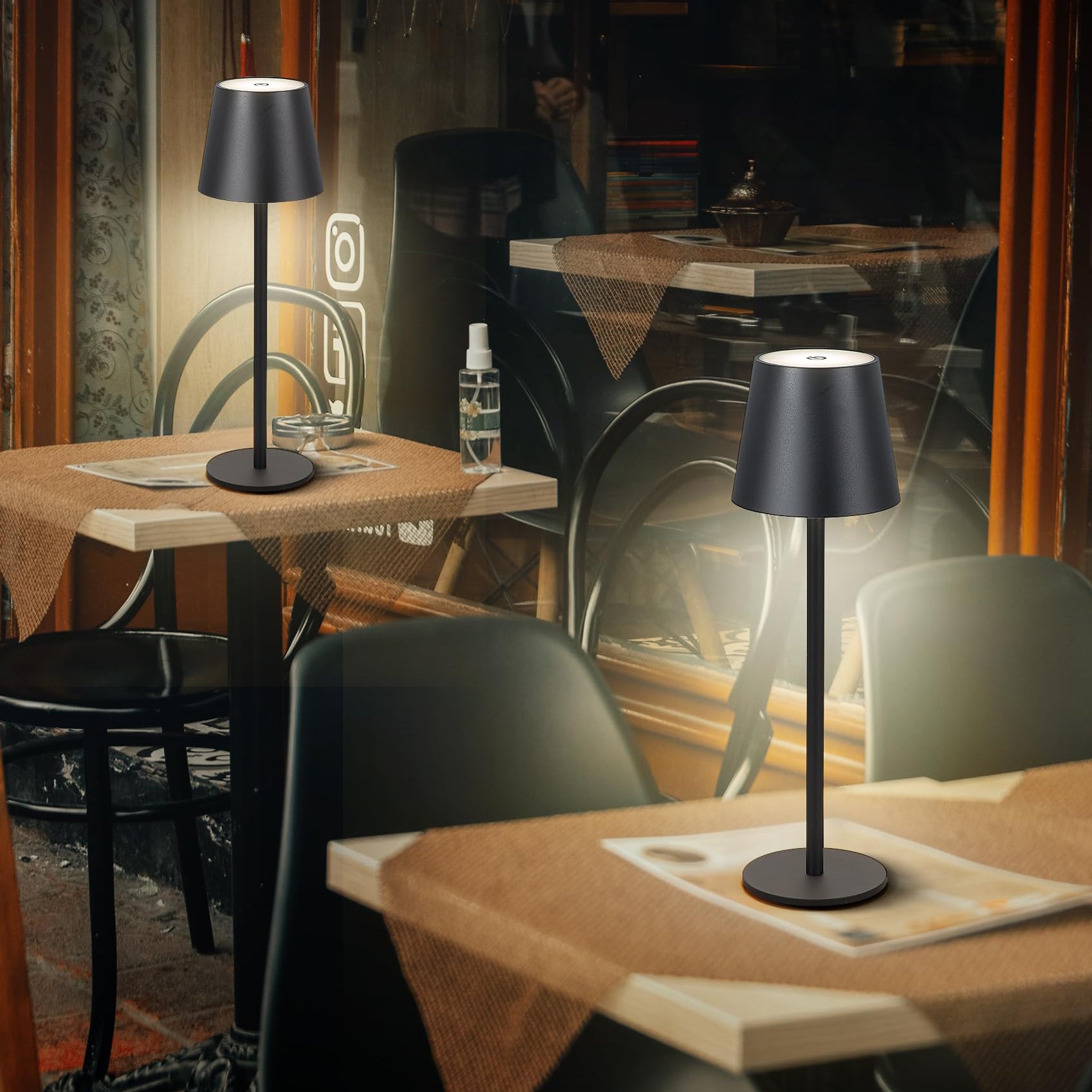 Sientice Lot de 2 lampes de table sans fil, lampes de bureau rechargeables étanches IP54, 3 températures de couleur à gradation continue - 3