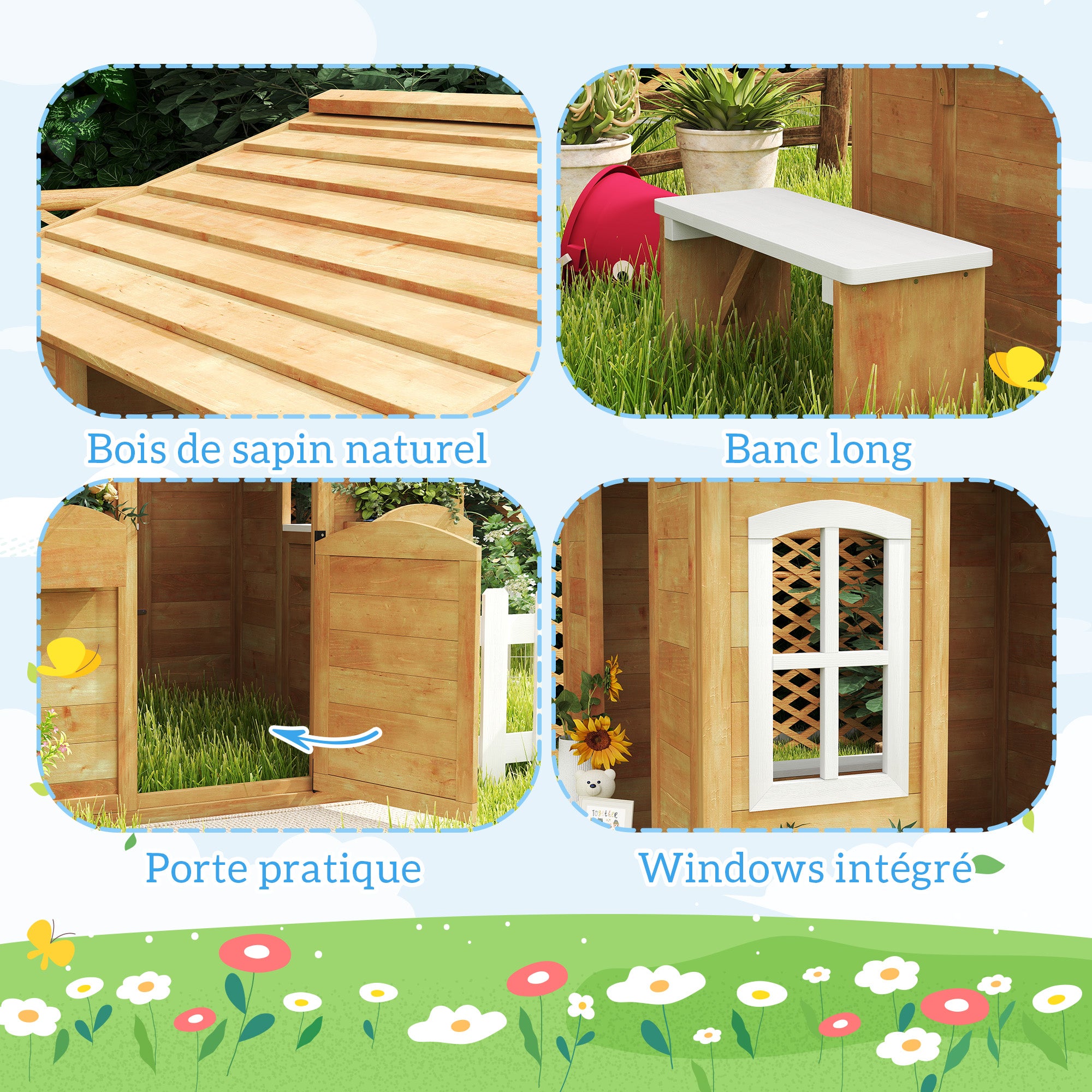 Maison de jardin enfant bois de sapin Outsunny - 5