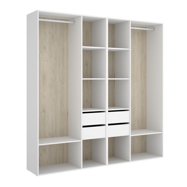 Conjunto Armario-Vestidor con 4 Cajones Suit Blanco/Natural - 205x196x45 cm