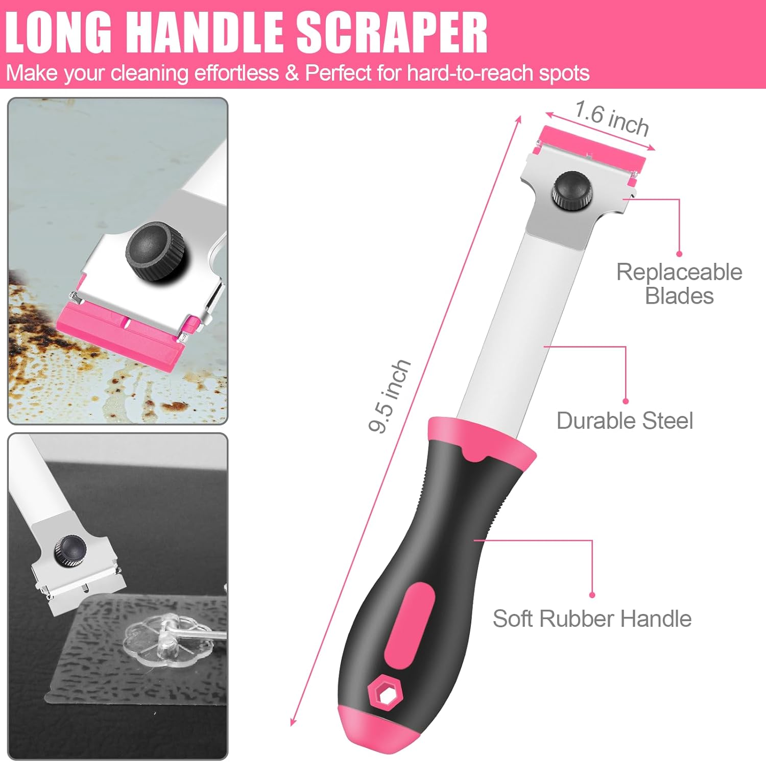 Raclette à Manche Télescopique Longue (20-167 Cm) - Pour Nettoyer Sols, Carrelage, Vitres, Joints De Douche - Acier Inox/aluminium, Poignée Ergonomique - 10
