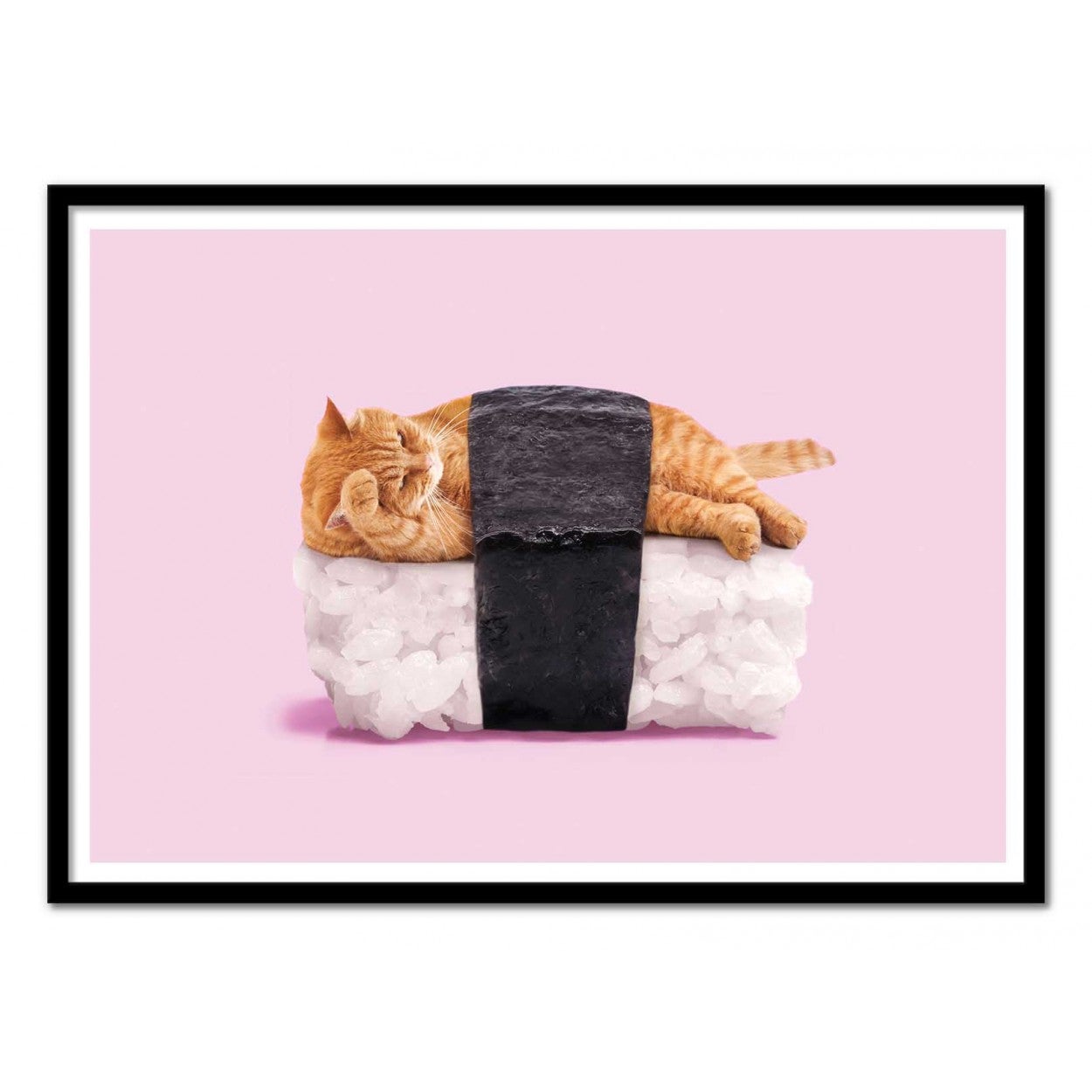 Art-poster - sushi cat - paul fuentes - con marco negro 30 x 40 cm
