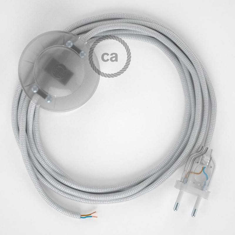 Creative Cables - Cablaggio Per Lampada, Cavo RL02 Effetto Seta Glitterato Argento 1 80 M Scegli Colore Dell Interuttore E Della Spina Bianco 86739038