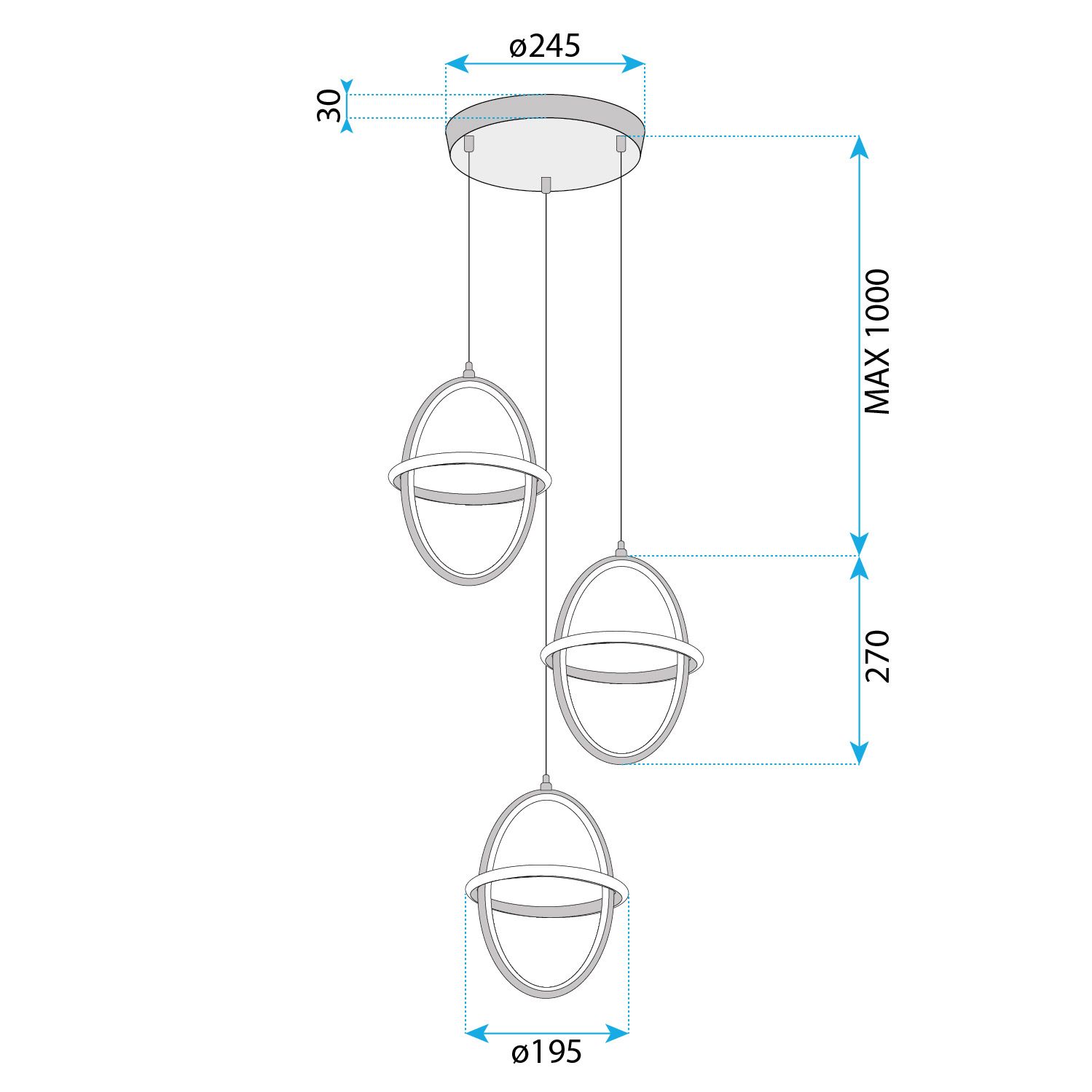 Lampa Sufitowa Wisząca Led Toolight G064-3Cpr Złoty - 8