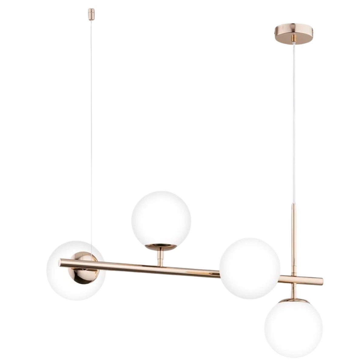Lampa wisząca Vinci złoto-biała 4xE14x40W nowoczesna wym: 92 x 71 x 31,5 cm szkło Alfa