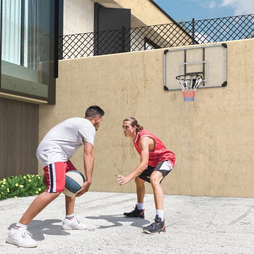 Panier De Basketball Mural SPORTNOW – Intérieur/Extérieur, Arceau Dunk Avec Ressort, 110x90x70 Cm