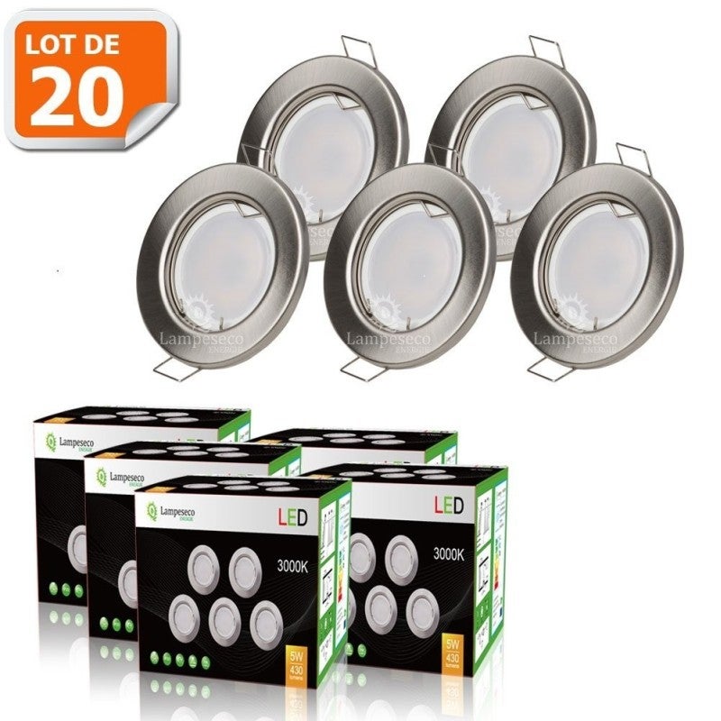 Lot De 10 Spots LED Orientables GU10 - Blanc Chaud - Équivalent 50W - Neuf