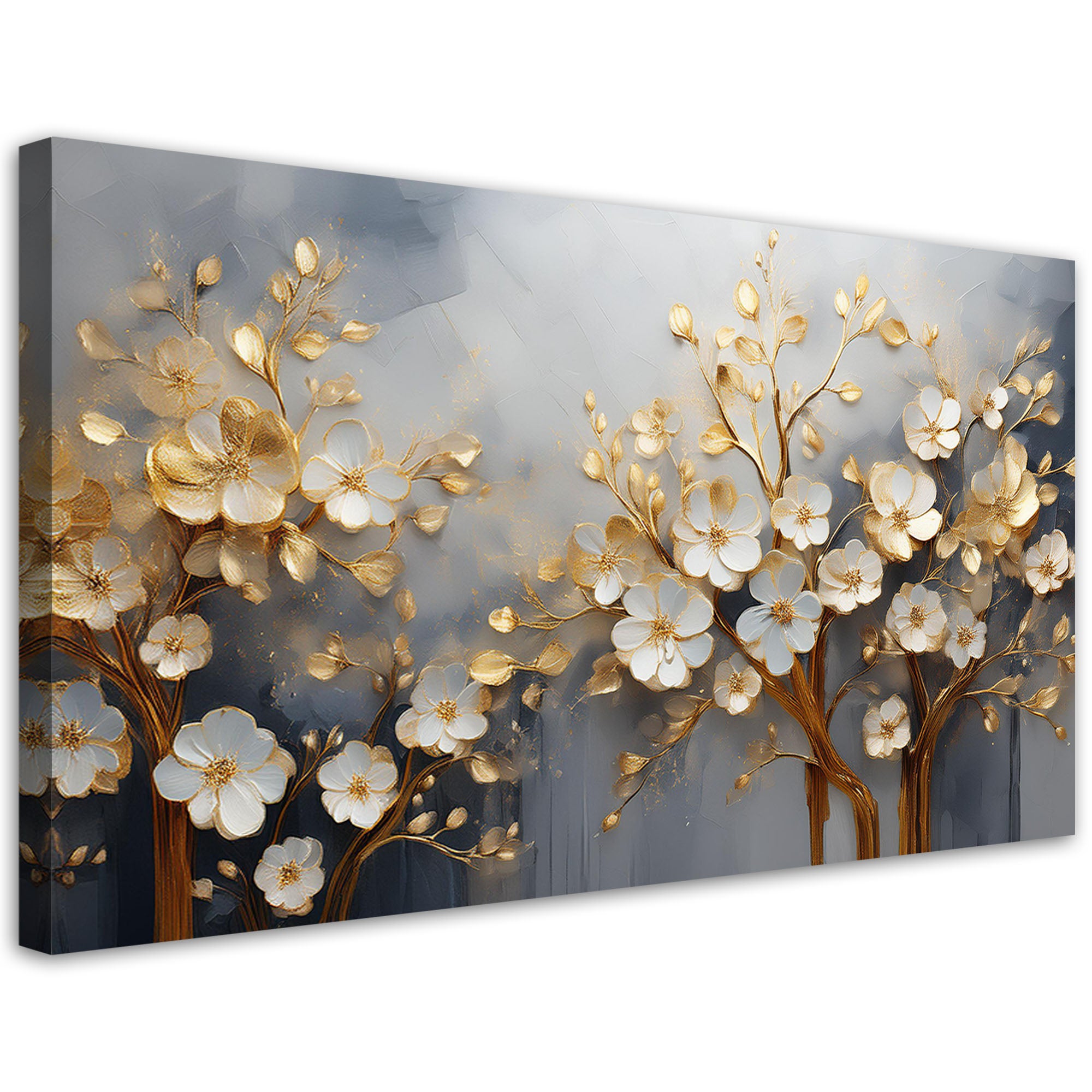Obraz na płótnie, Drzewo Magnolia Abstrakcja Złoty 100x50