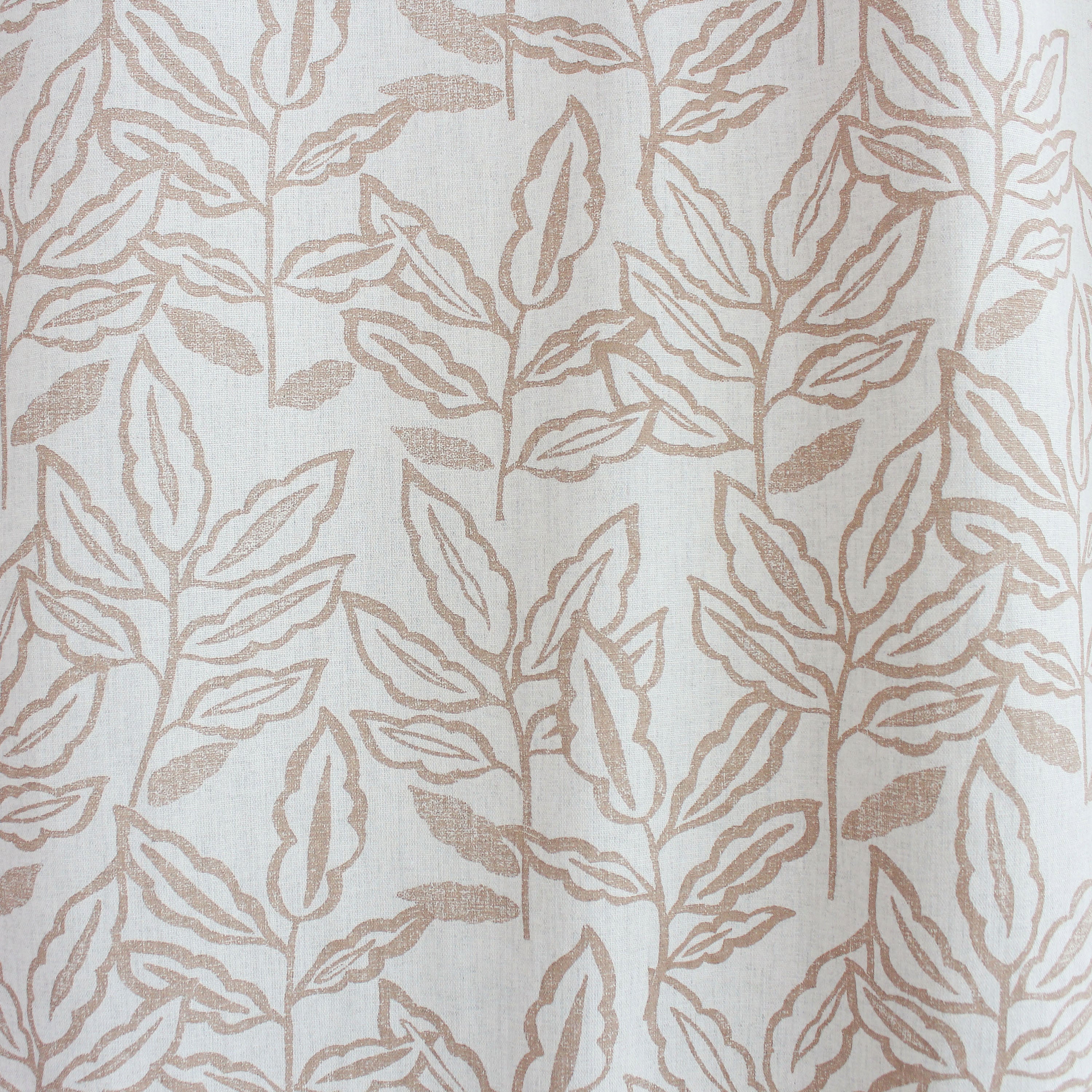 Lot de 2 rideaux à Œillets, 140x240cm, Ecru, Motifs feuilles, Coton Chambray, Collection Lodge, CMADECO - 4