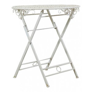 MYLIA Table de jardin en métal façon fer forgé - Blanc - GUERMANTES - Table de jardin MYLIA Table de jardin en métal façon fer forgé - Blanc - GUERMANTES - Table de jardin