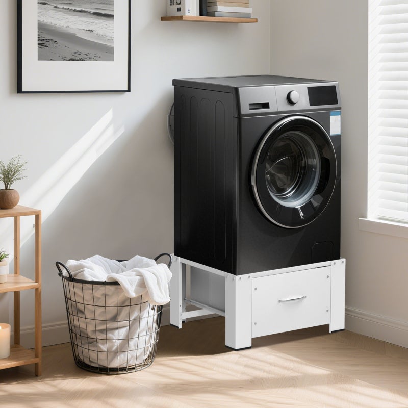 Soporte para lavadora con cajón blanco – Base para lavadora – 62,5x54,5x32,5 cm – Acero - 7