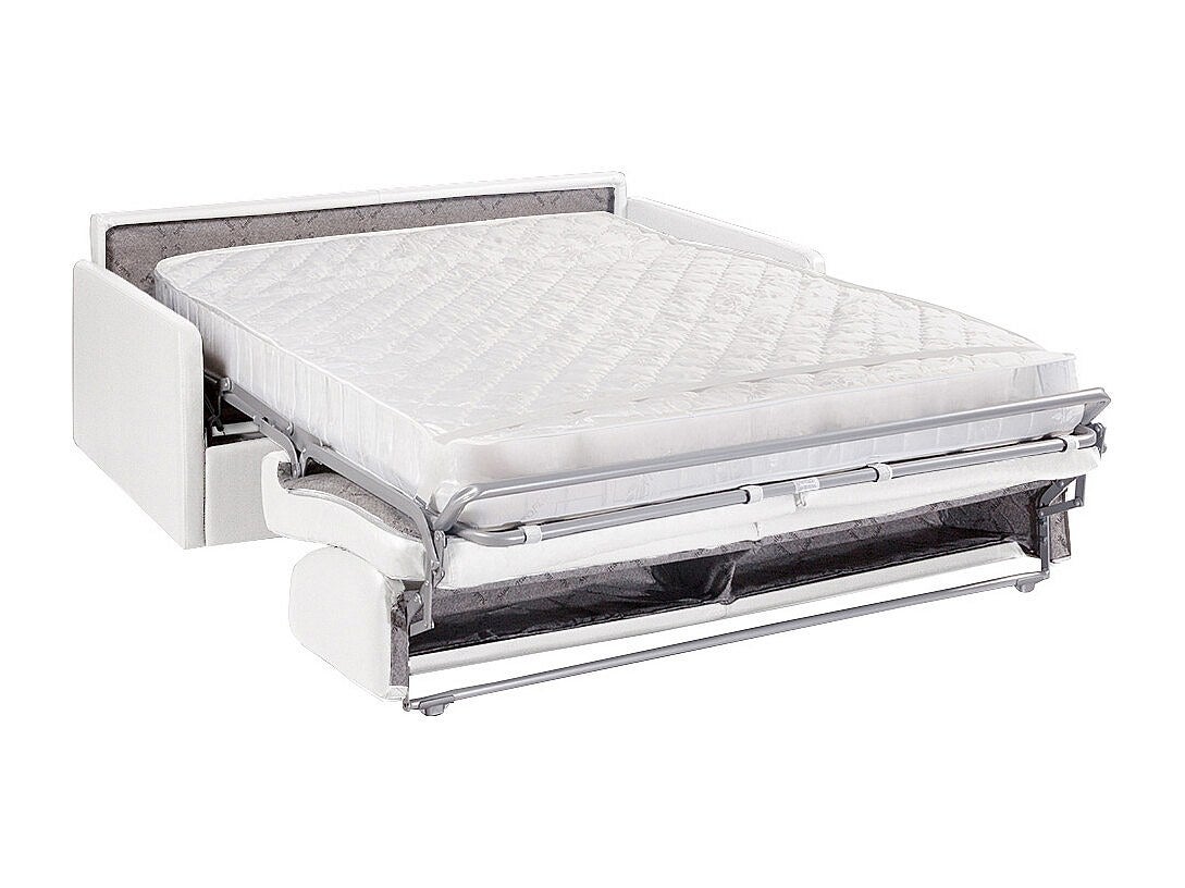 Canapé 4 places convertible express en simili blanc - Couchage à lattes larges 160 cm - Matelas 18 cm CALIFE - 3