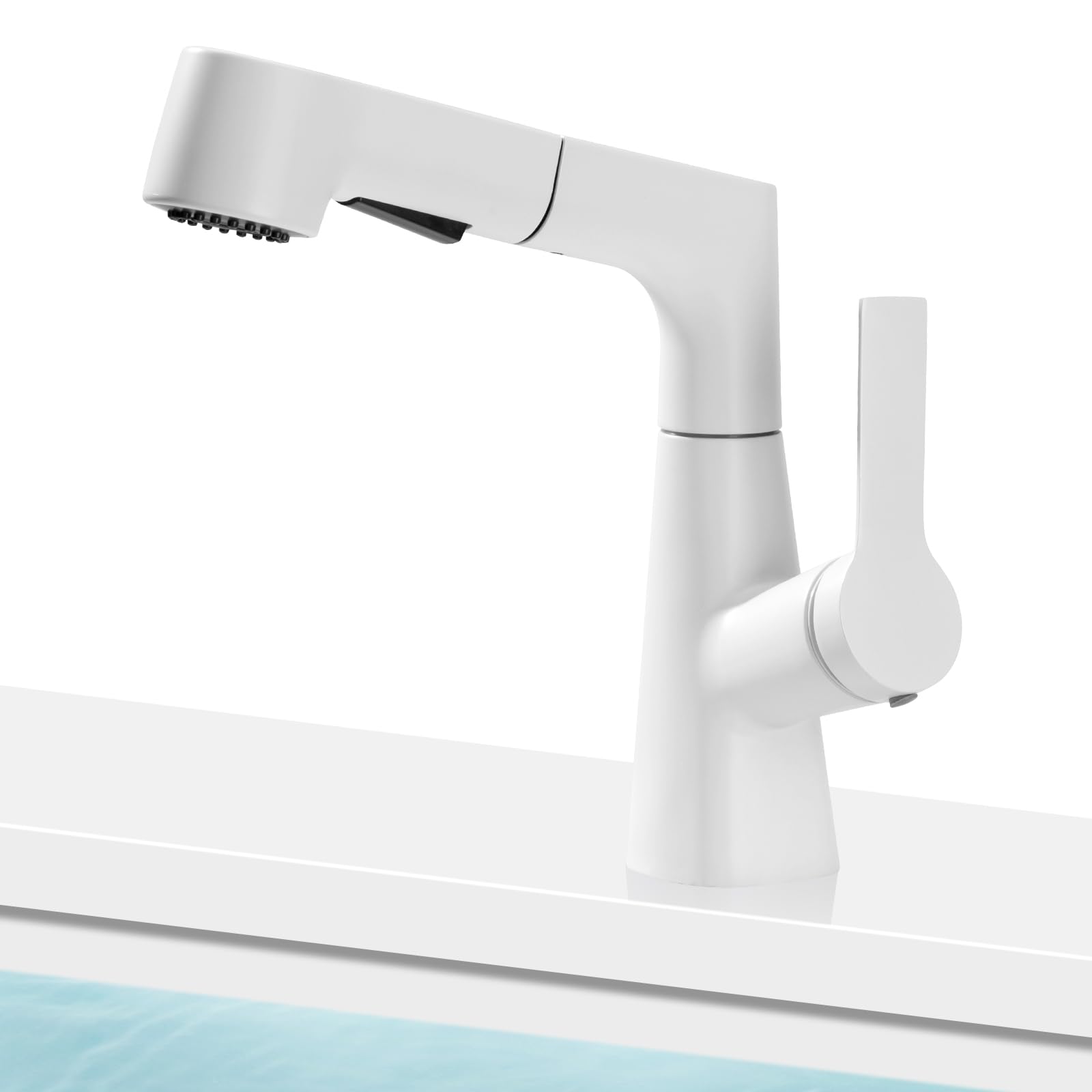 Biała bateria kuchenna 3 tryby - bateria z wyciąganą wylewką obrotową 360° do zlewu lub umywalki, zimna i ciepła woda - idealna do łazienki i kuchni