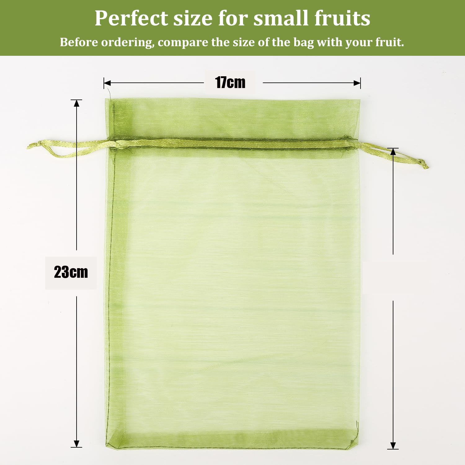 Embalagem com 150 sacos de proteção para árvores de fruto, com cordão, com 17 x 23 cm, ideais para proteger os frutos das aves em jardins - 2