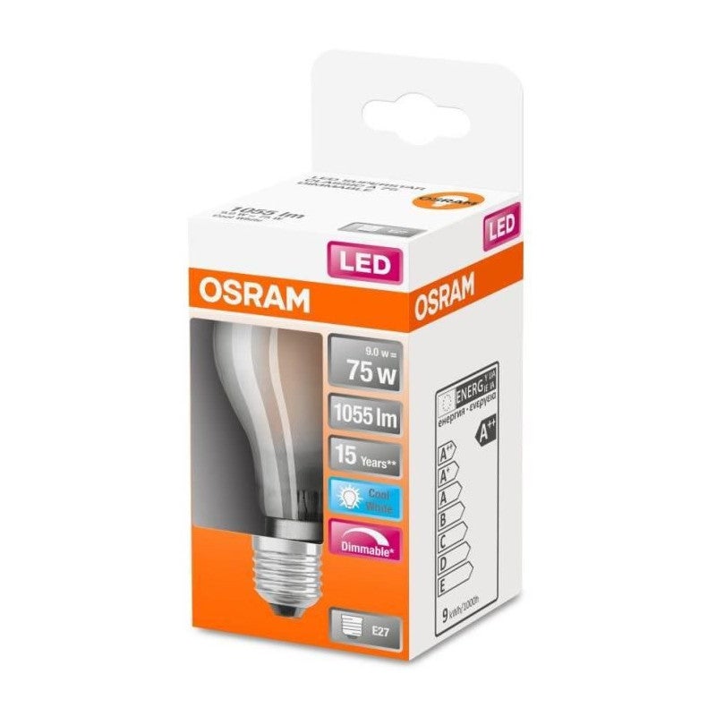 OSRAM Ampoule LED Standard verre depoli variable 9W75 E27 froid - 5