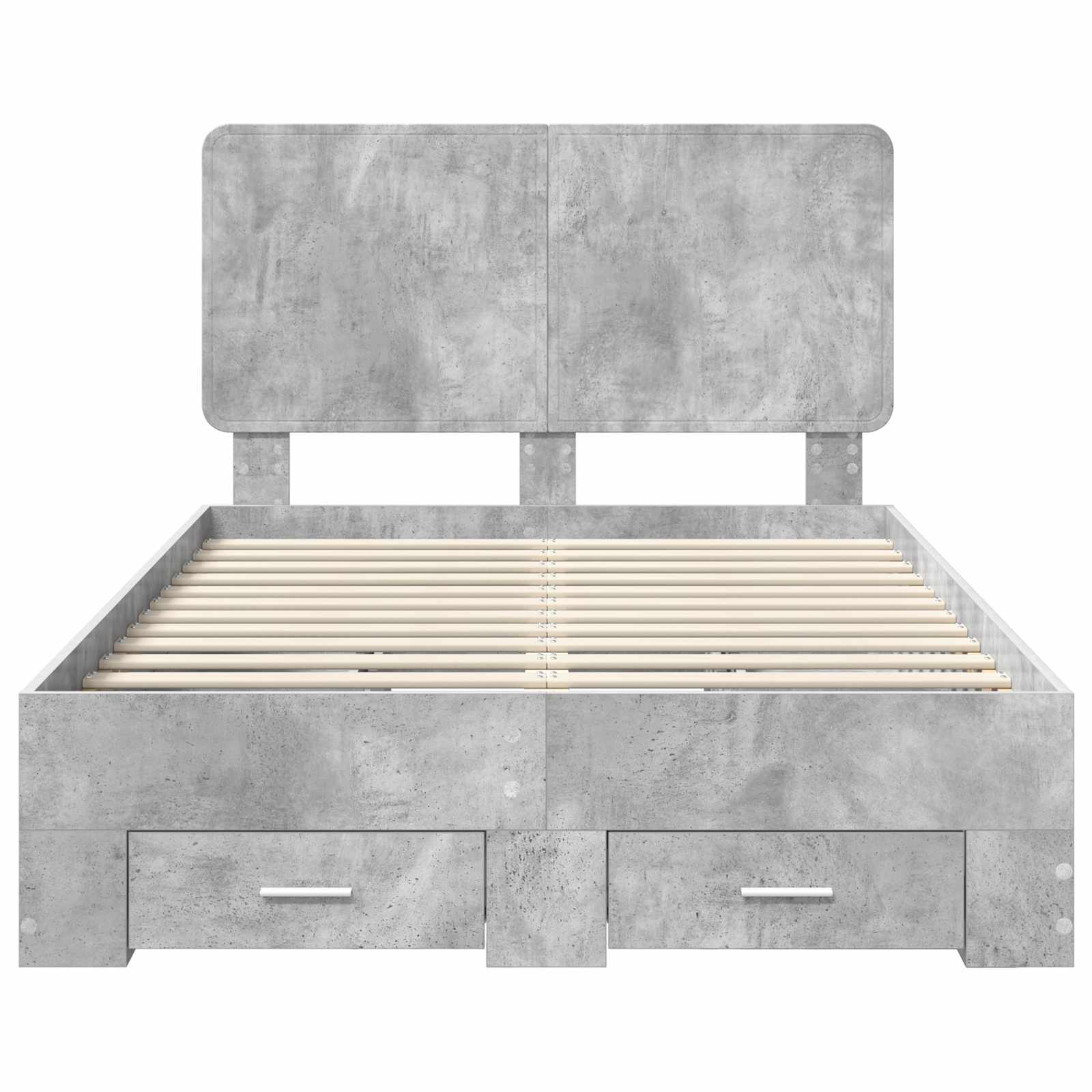 Cadre de lit gris béton 135 x 190 cm panneau de bois - 8