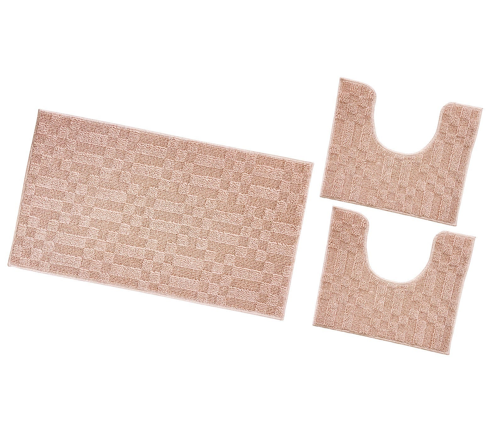 Dywanik łazienkowy 3D Miękki Chłonny Antypoślizgowy Zmywalny Dywanik Nocny Zestaw 3-Częściowy Łosośowy