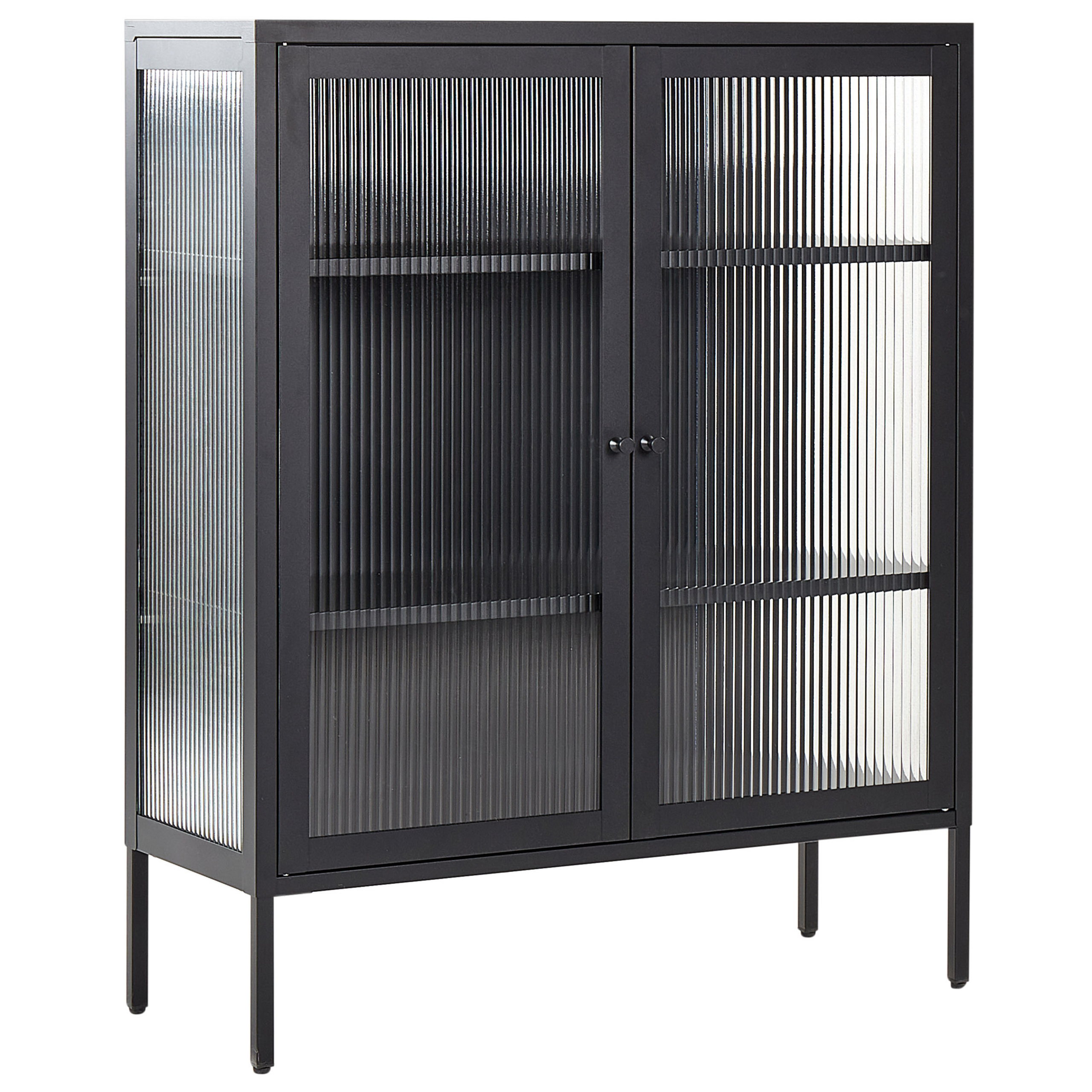Buffet avec vitrine en verre LERRYN Métal 90 cm Noir | Leroy Merlin