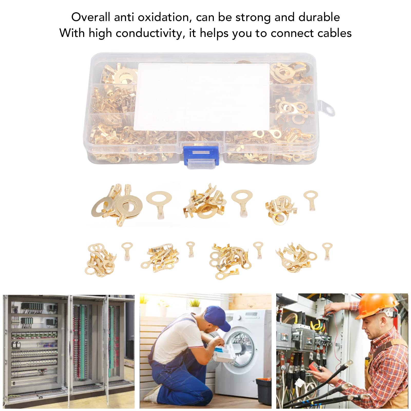540 pezzi terminale ad anello in ottone dorato M3 M4 M5 M6 M8 M10 connettore per filo terminale a forma di O - 4