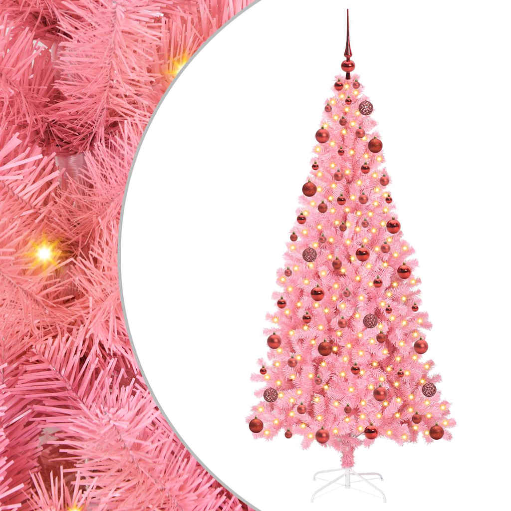 Choinka z 300 diodami LED z podstawą Różowy 180 cm PVC