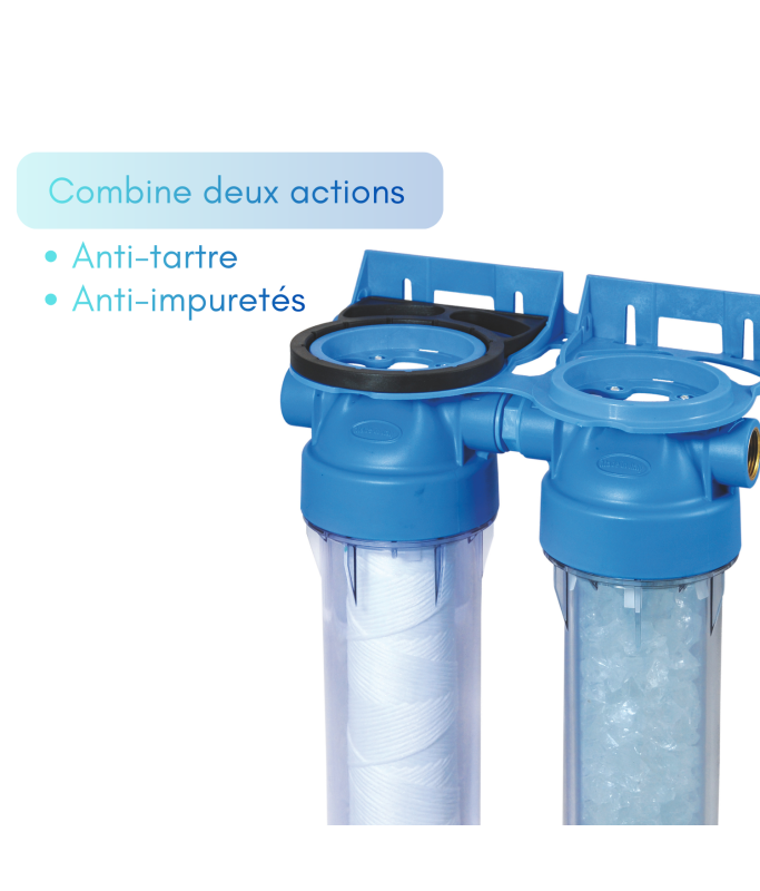 Filtre double Anti-tartre et Anti impuretés avec by-pass - 2