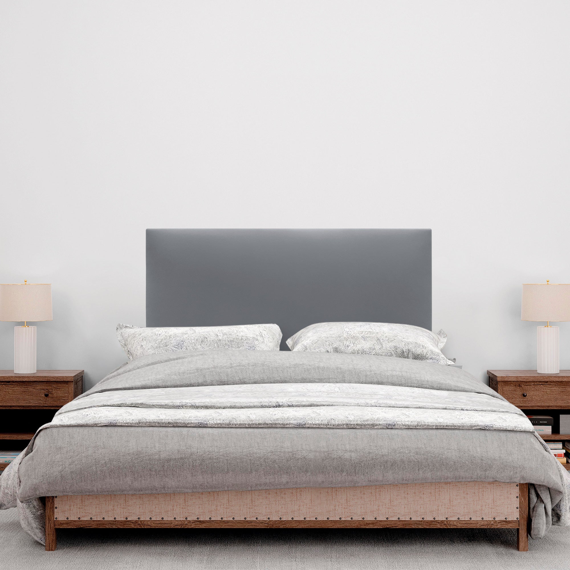 DHOME Cabecero de Polipiel Liso y con Patas cabeceros Cabezal tapizado Cama (Polipiel Gris, 90cm (Camas 70/80/90)) - 4