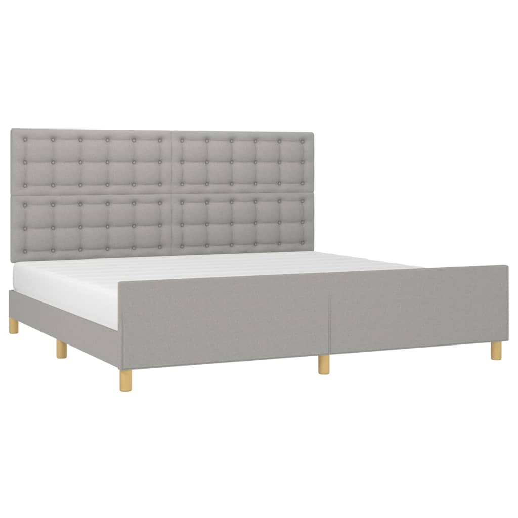 Cadre de lit sans matelas gris clair 200 x 200 cm en tissu - 3