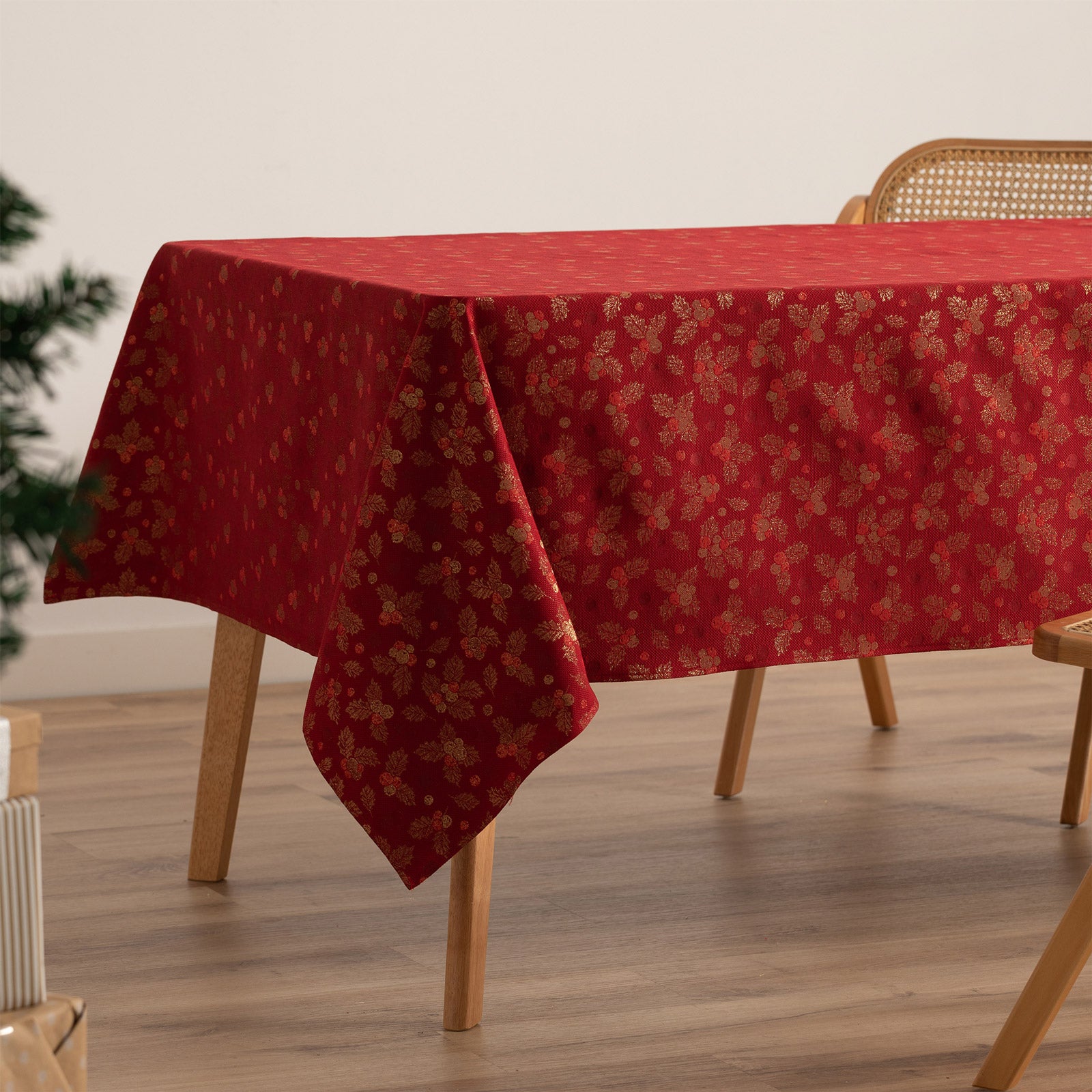 Tovaglia di Natale rettangolare in cotone jacquard rosso 140x350 cm - Frost - 2